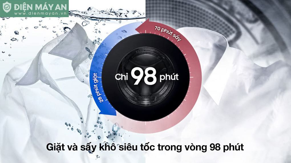 Máy giặt sấy Samsung AI Combo Heatpump Inverter giặt 25 kg - sấy 15 kg WD25DB8995BZSV